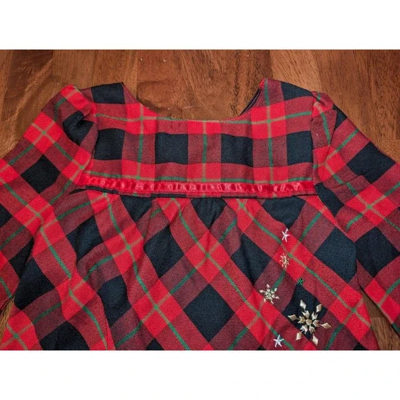 Disney Minnie Mouse Red Black Plaid Christmas Ruffled Dress LS Size 18M-2T Skate - Picture 3 of 8
